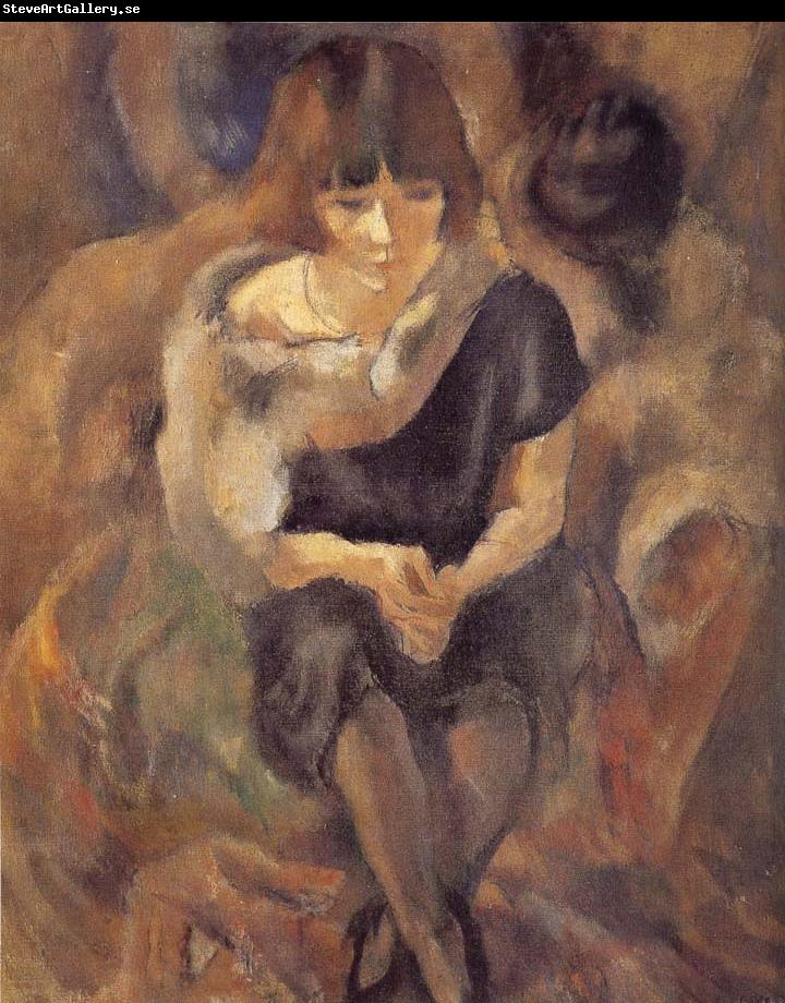 Jules Pascin Lucy wearing fur shawl